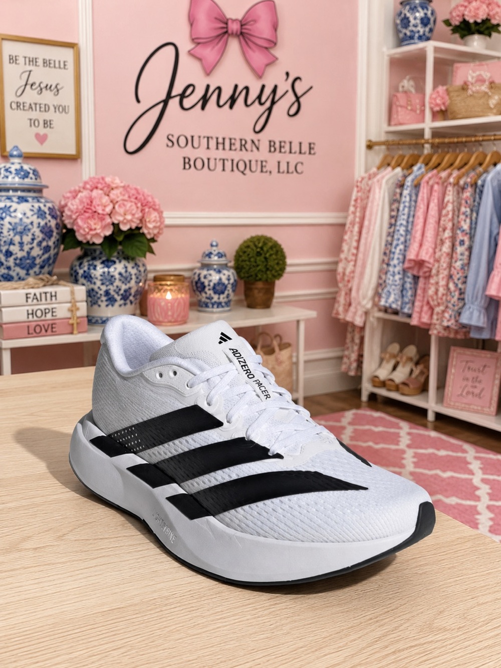 adidas Adizero Racer Women's Running Shoe - White & Black